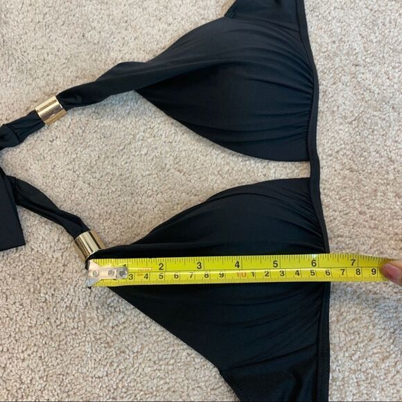 Victoria’s Secret Bombshell black bikini top Sz S ruched gold hardware🇨🇦 - Picture 7 of 8